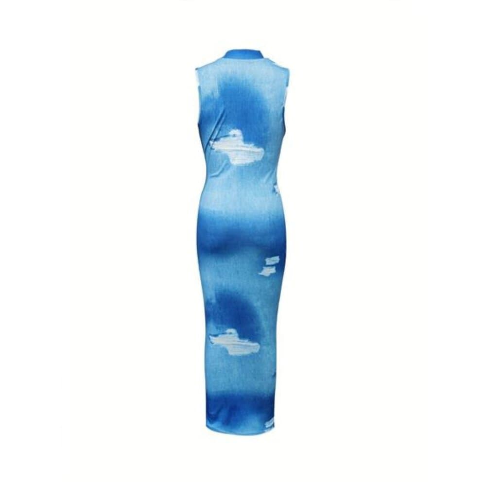 Mock Neck Bodycon Dress, Elegant Sleeveless Dress For Spring & Summer - Thumbnail 2