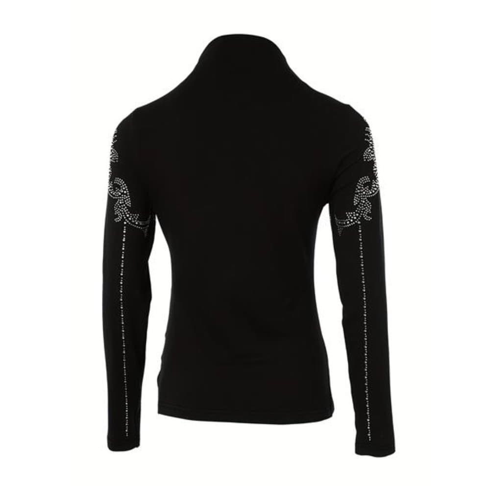 Elegant Women's Rhinestone High Neck Top - Casual Spring/Fall Knitwear - Thumbnail 3