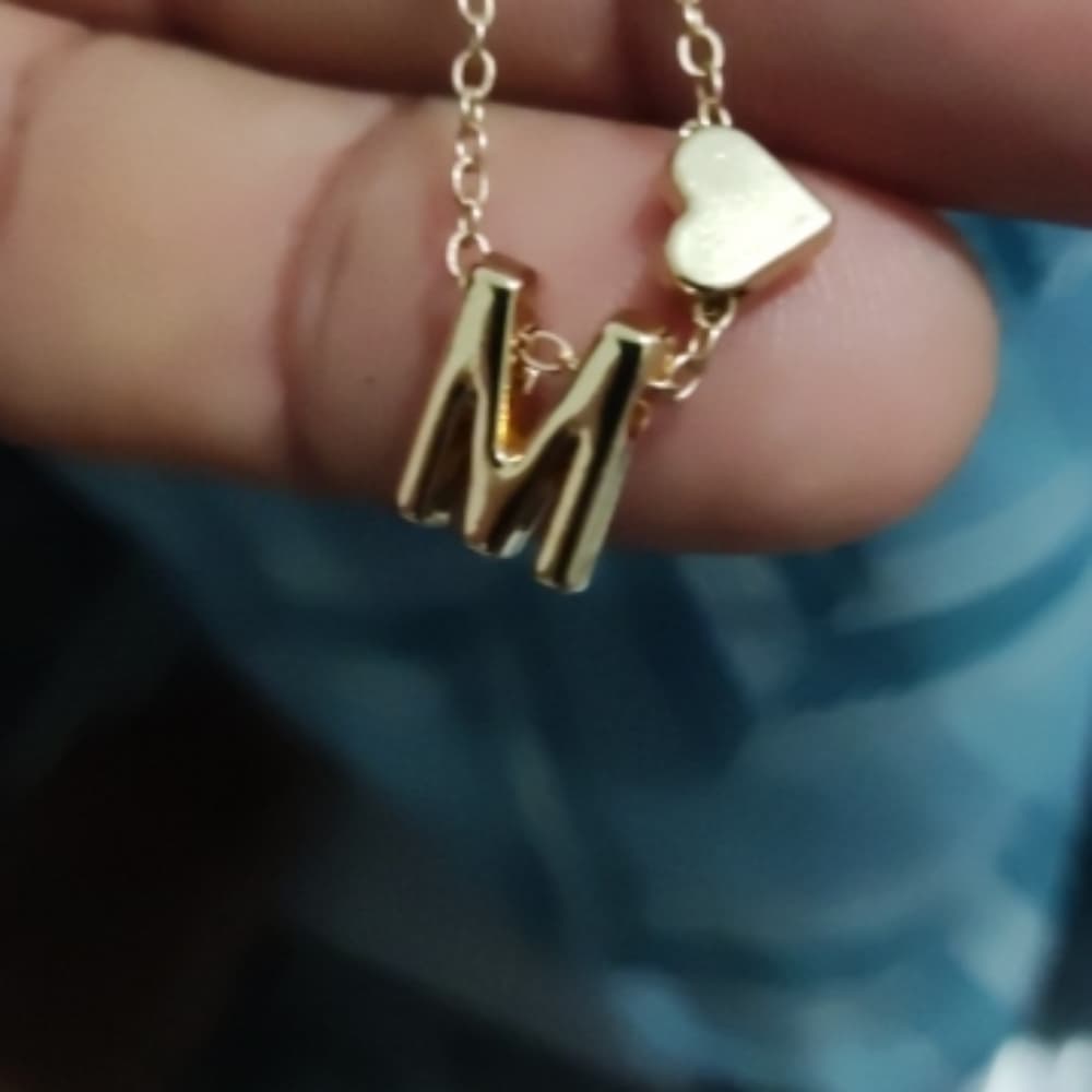 Initial Heart Necklace,18K Gold Plated Tiny Heart Letter Necklac - Thumbnail 7