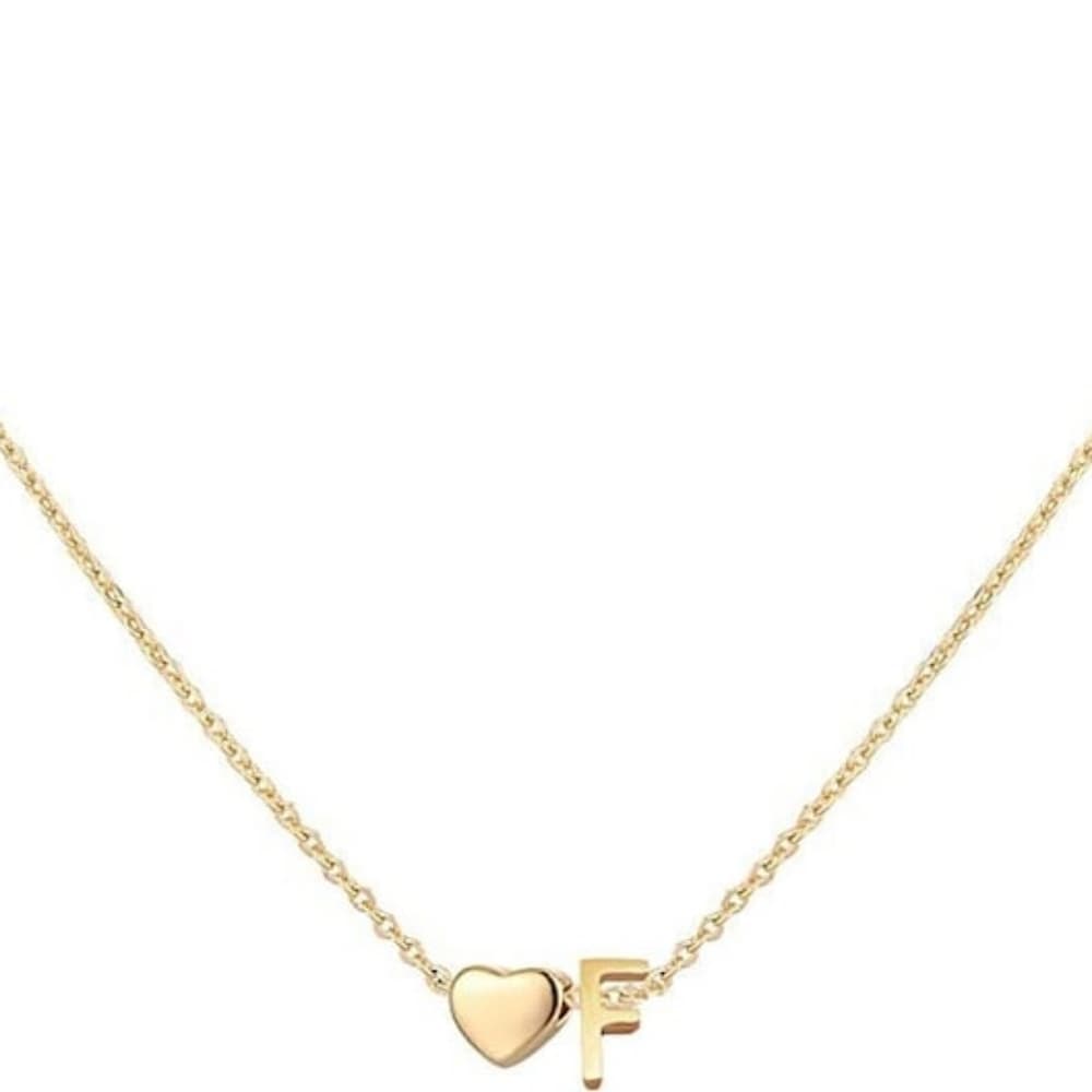 Initial Heart Necklace,18K Gold Plated Tiny Heart Letter Necklac - Thumbnail 3