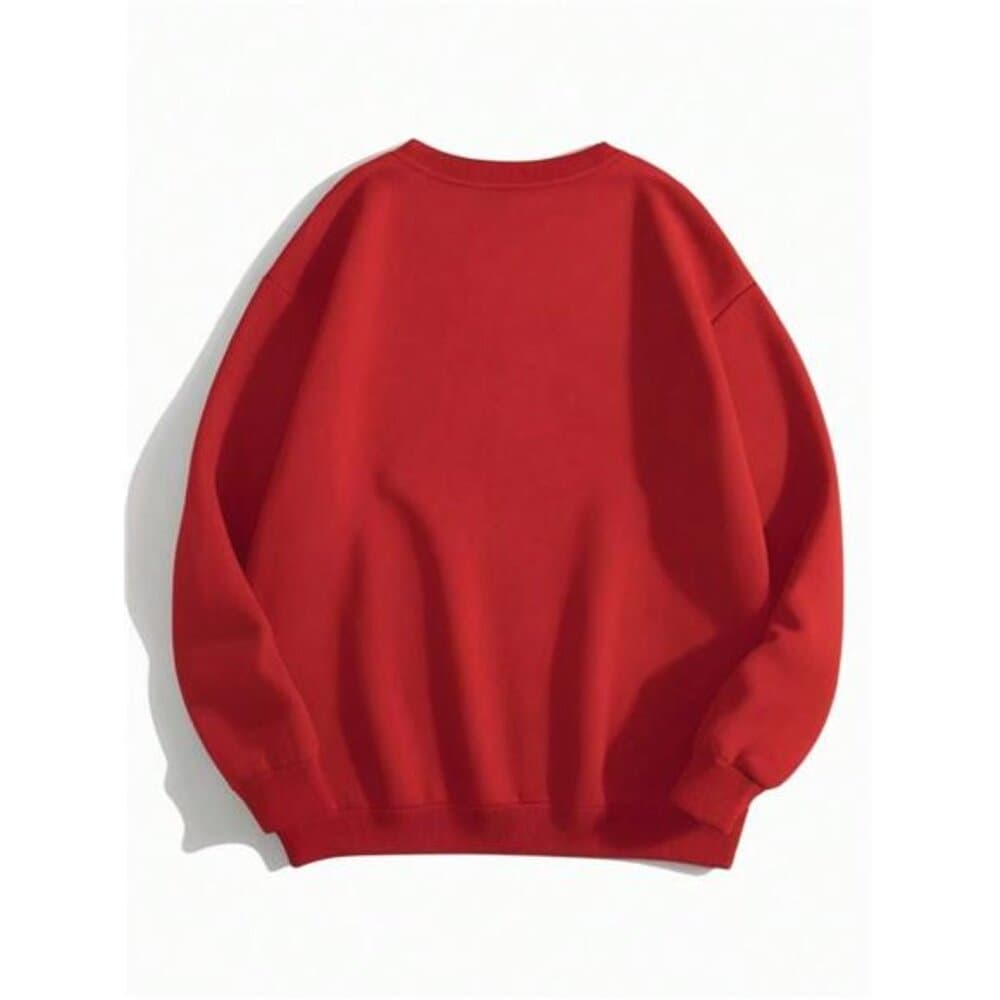 Red Women's 'love' Letter Heart-Shaped Pattern Printed Round Neck