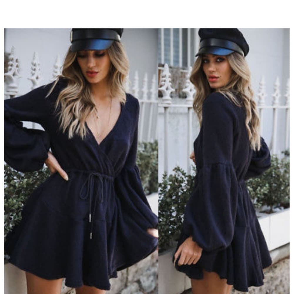 Long Sleeve Beaity Cocktail Dress - Thumbnail 4