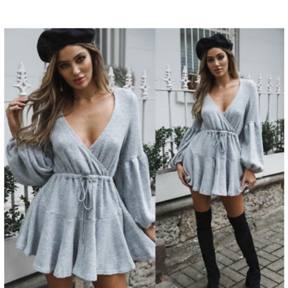 Long Sleeve Beaity Cocktail Dress - Thumbnail 5