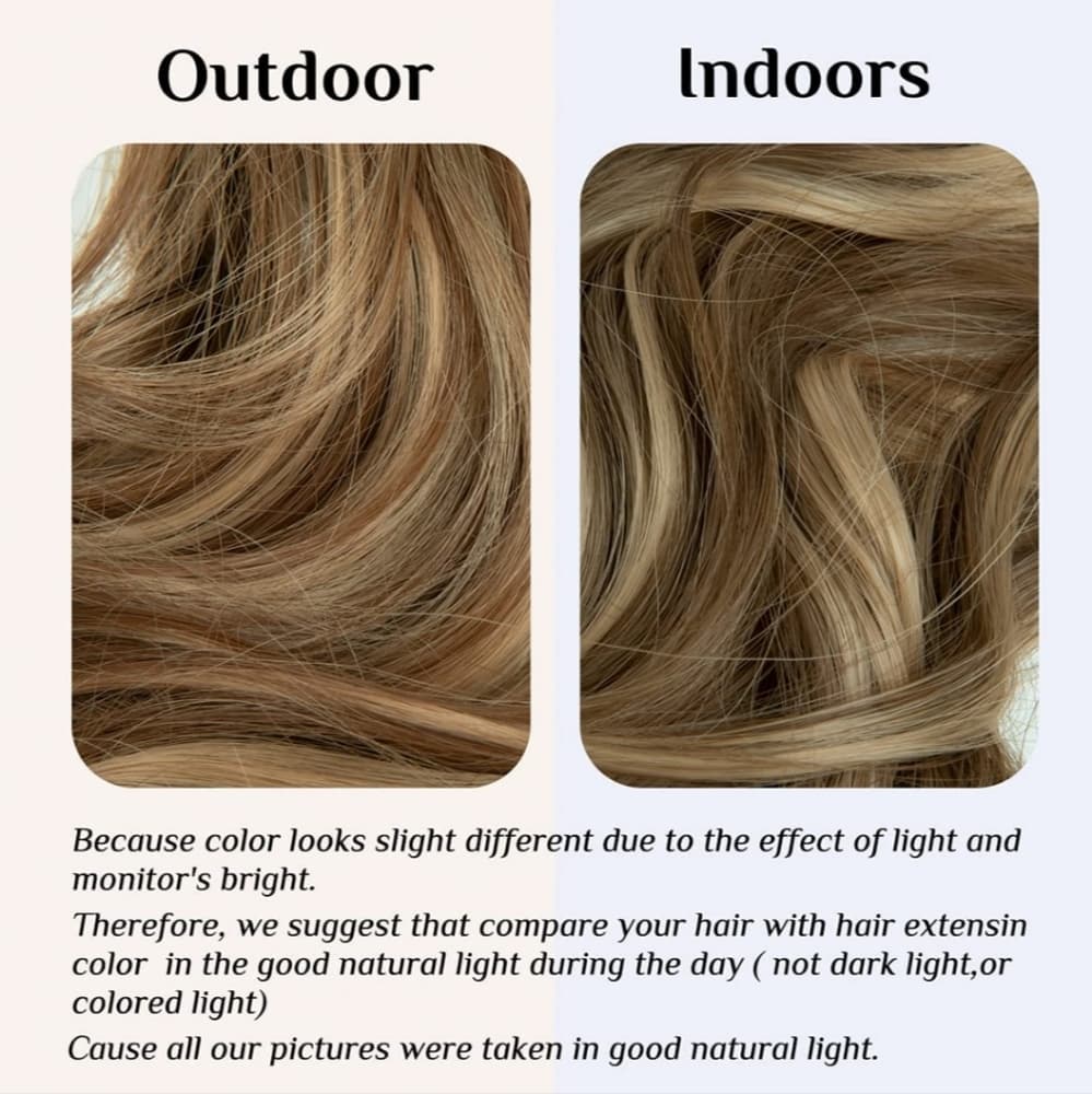 Brown Blonde 20" long synthetic straight hair extensions halo wire fish … - Thumbnail 9