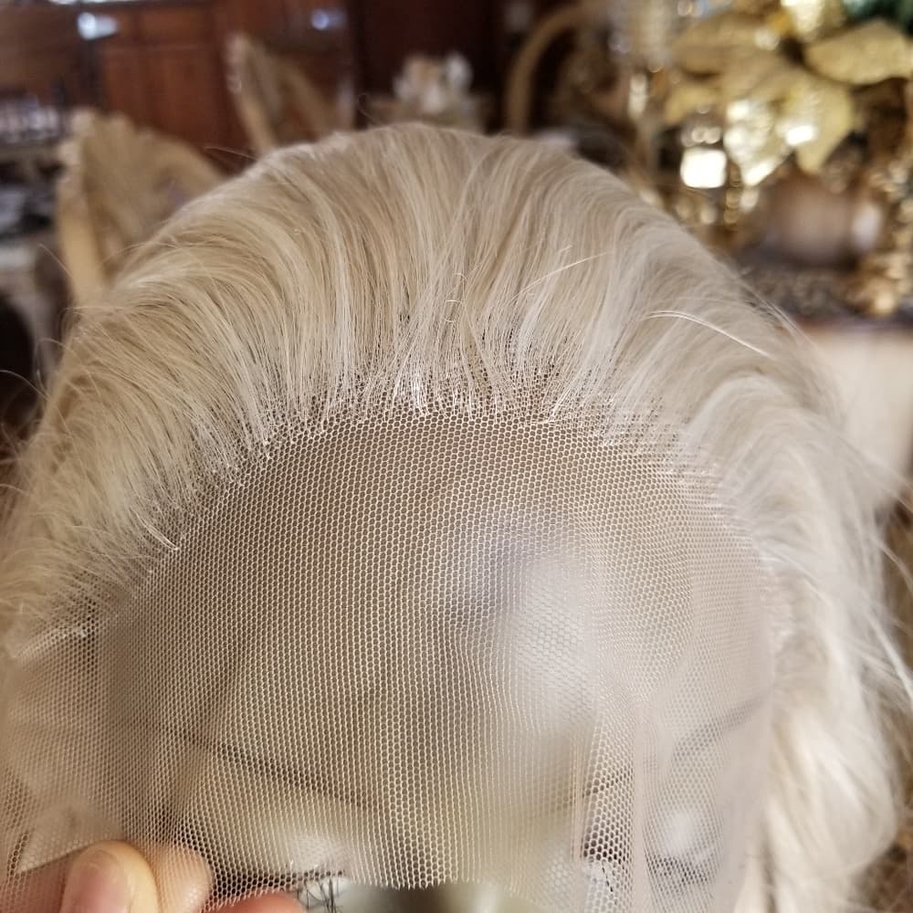 White Silver Blonde Lace Front Wig - Thumbnail 6