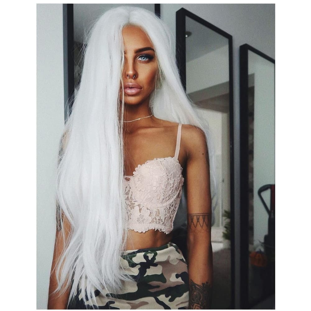 Silver White Beauty Lace Front Wig - Thumbnail 3
