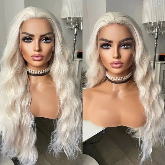 White Blonde Lace Front Wig - Thumbnail 7