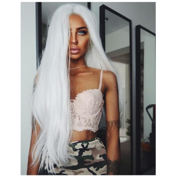 Silver White Beauty Lace Front Wig - Thumbnail 4