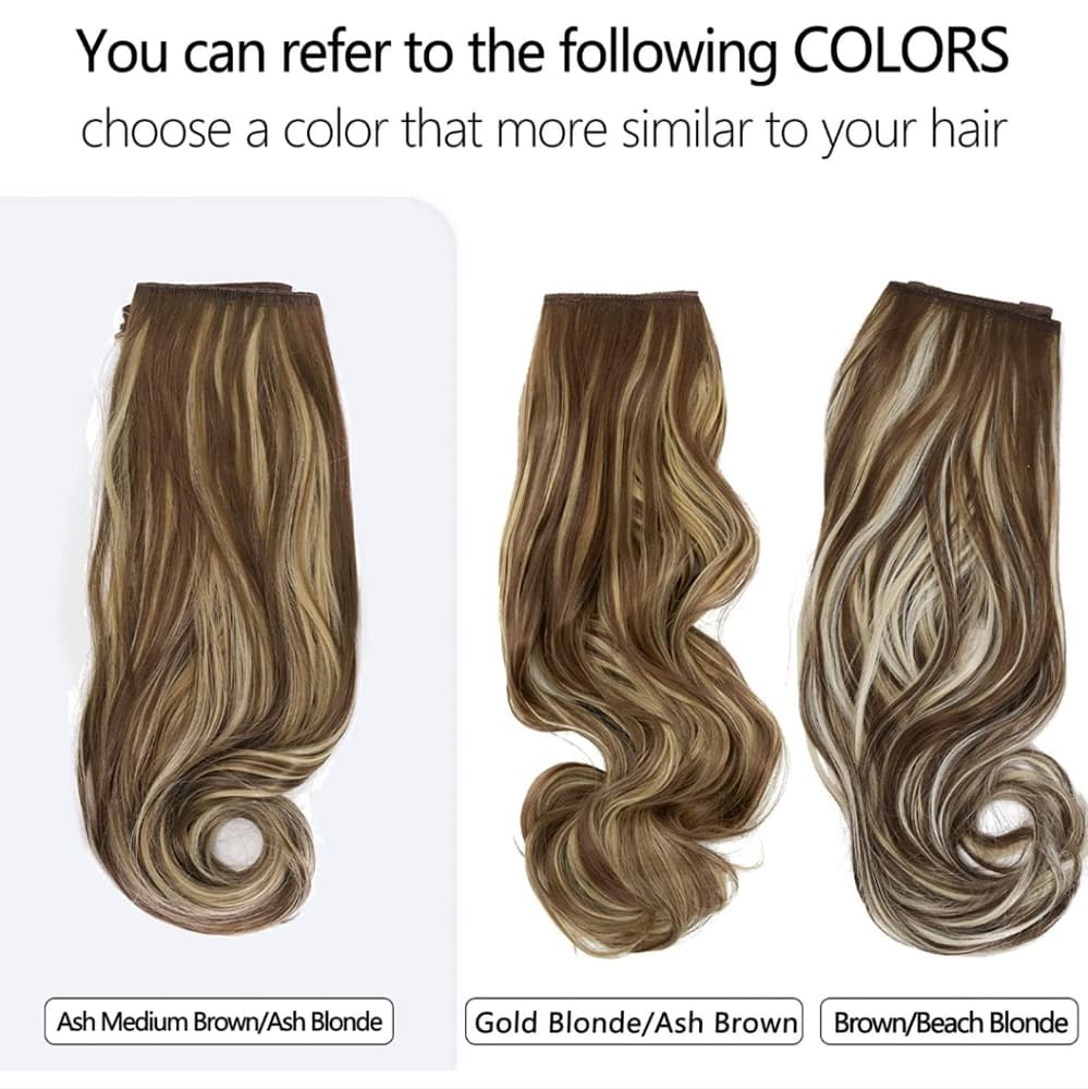 Brown Blonde 20" long synthetic straight hair extensions halo wire fish … - Thumbnail 10