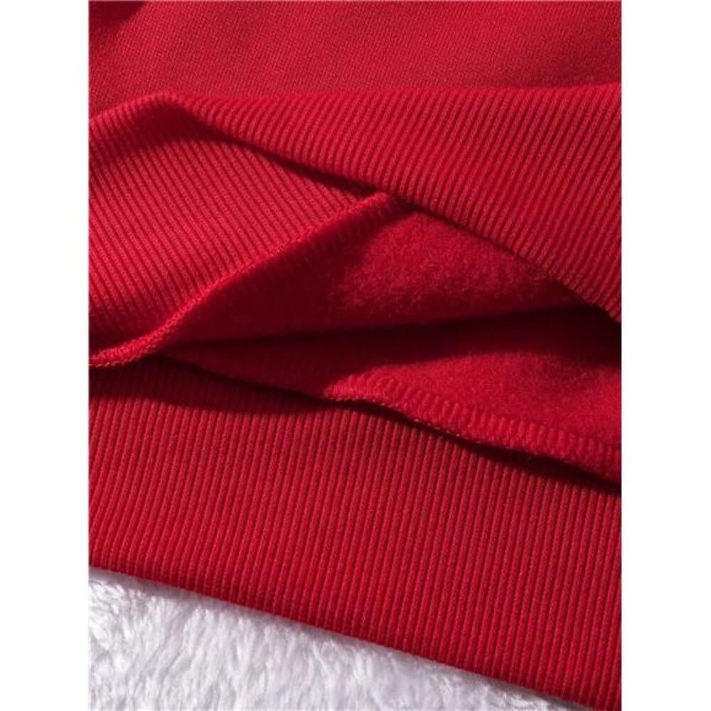 Red Women's 'love' Letter Heart-Shaped Pattern Printed Round Neck - Thumbnail 9