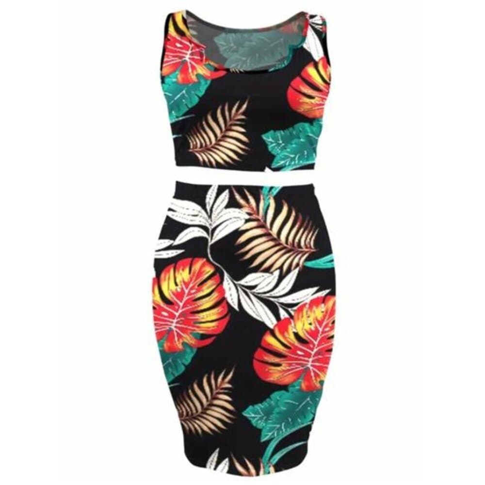 Slayr Women's Tropical Print Slim Fit Two Piece Set - Thumbnail 3