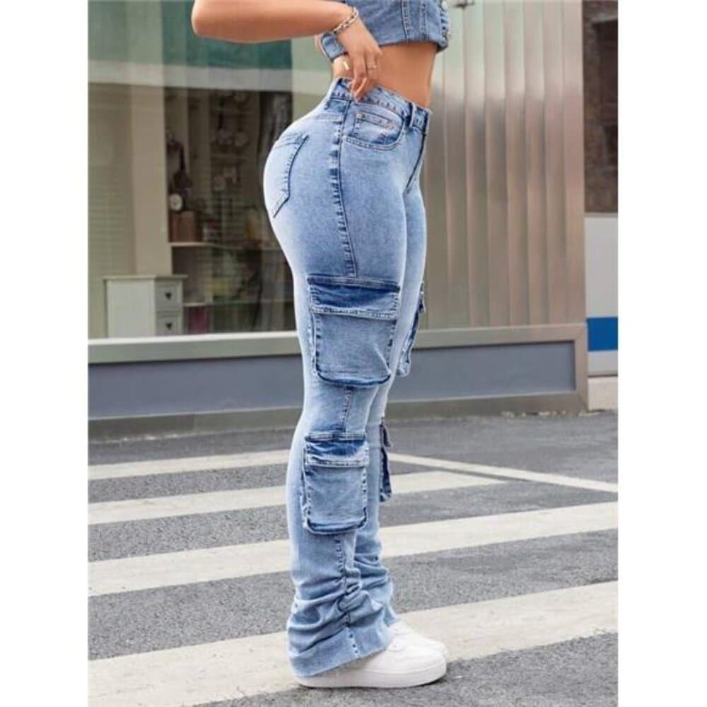 ICON Denim Cargo High Waisted Flared Pants - Thumbnail 15