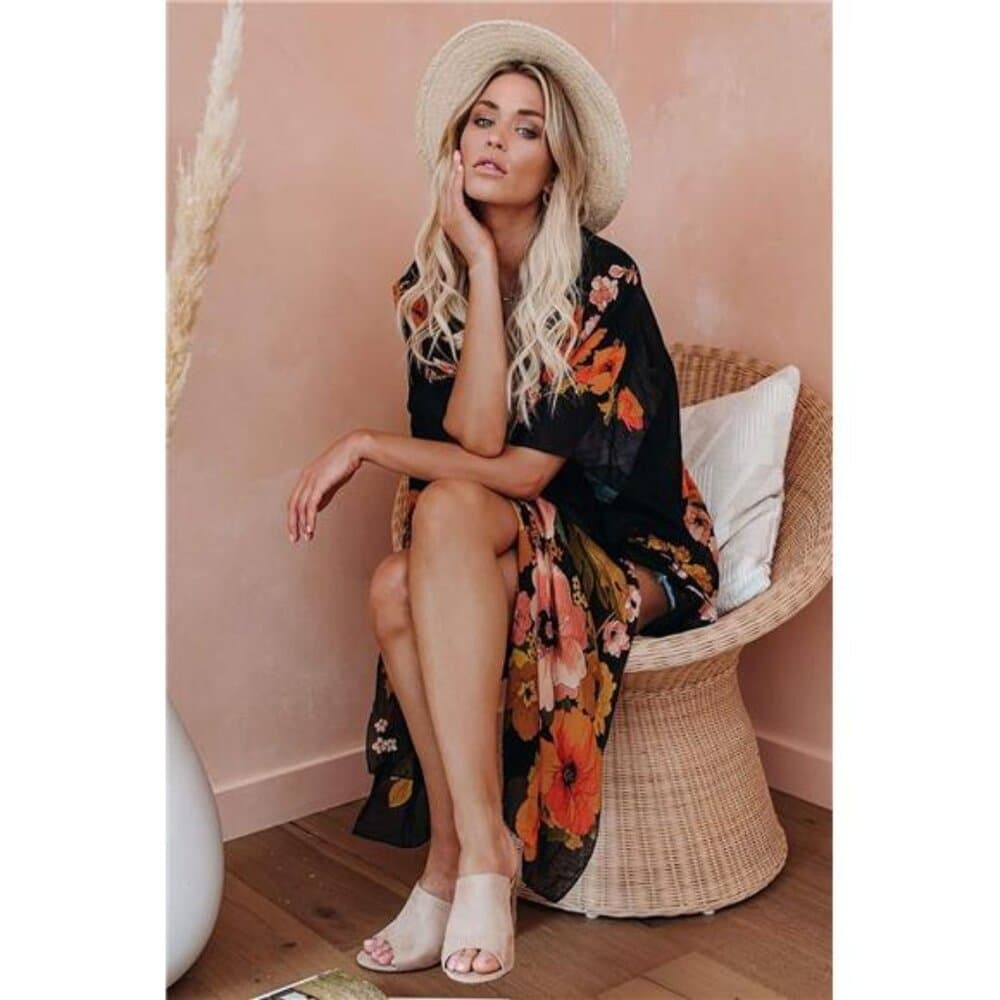 Women's Chiffon Kimono Cardigans Lightweight Batwing Summer Casual - Thumbnail 7