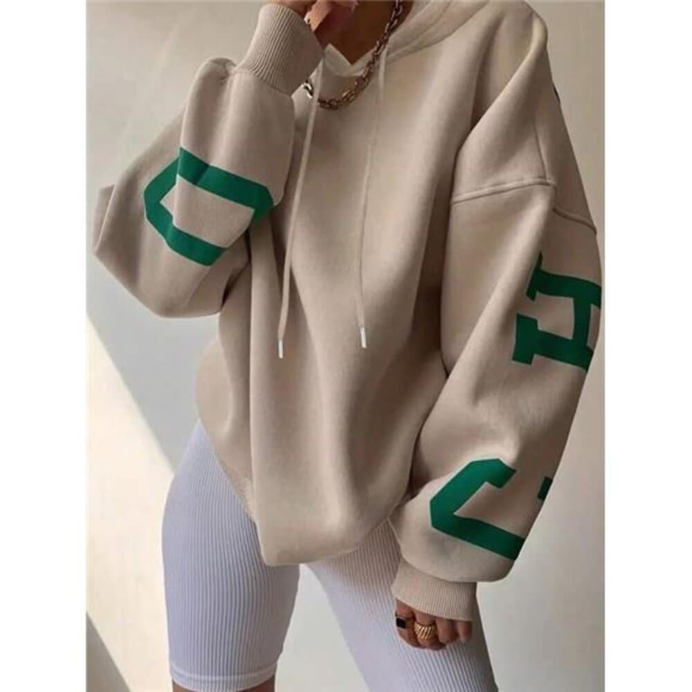 Short Length Hoodie With Text Print - Thumbnail 7