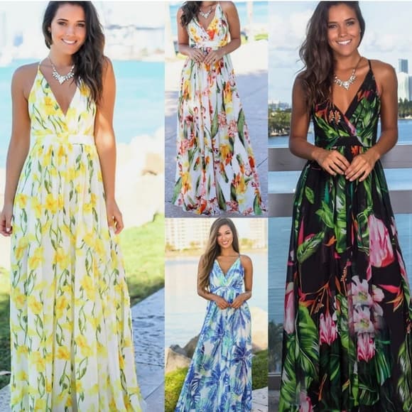 Women Ladies Boho Floral Maxi Dress Cocktail Party Evening Summer Beach Sundress - Thumbnail 8