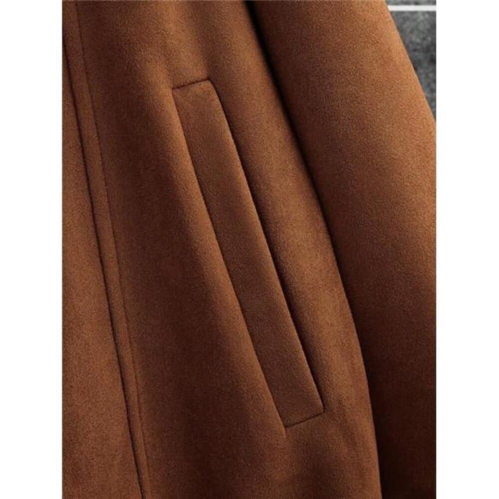 Manfinity Homme Men Flap Detail Suedette Zip Up Jacket - Thumbnail 4