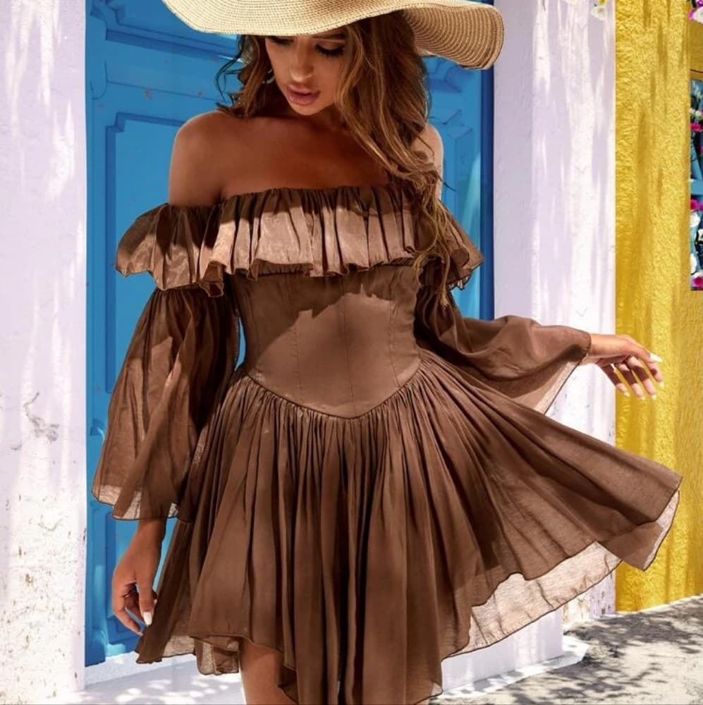 Beautiful Off Shoulder Dress - Thumbnail 5