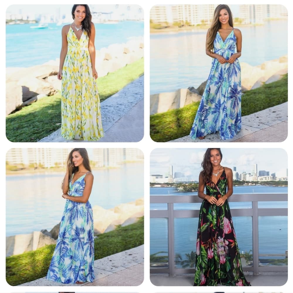 Women Ladies Boho Floral Maxi Dress Cocktail Party Evening Summer Beach Sundress - Thumbnail 3
