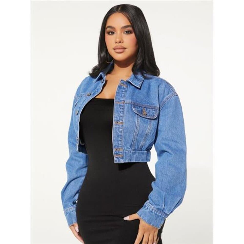 SXY Flap Detail Drop Shoulder Denim Jacket - Thumbnail 8