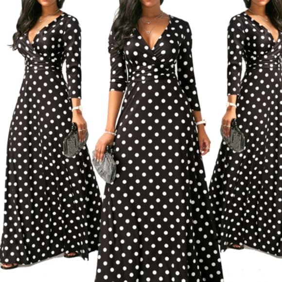 Black Long Boho Maxi Beauty Dress - Thumbnail 4