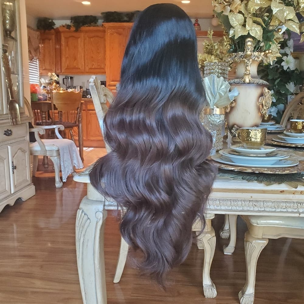 Black Brown #1b/30 Lace Front Wig - Thumbnail 9