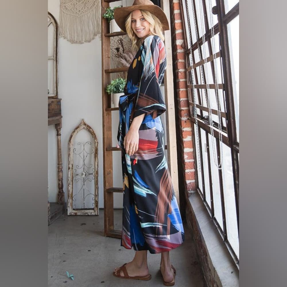 Kimono Style Wrap Dress - Thumbnail 2