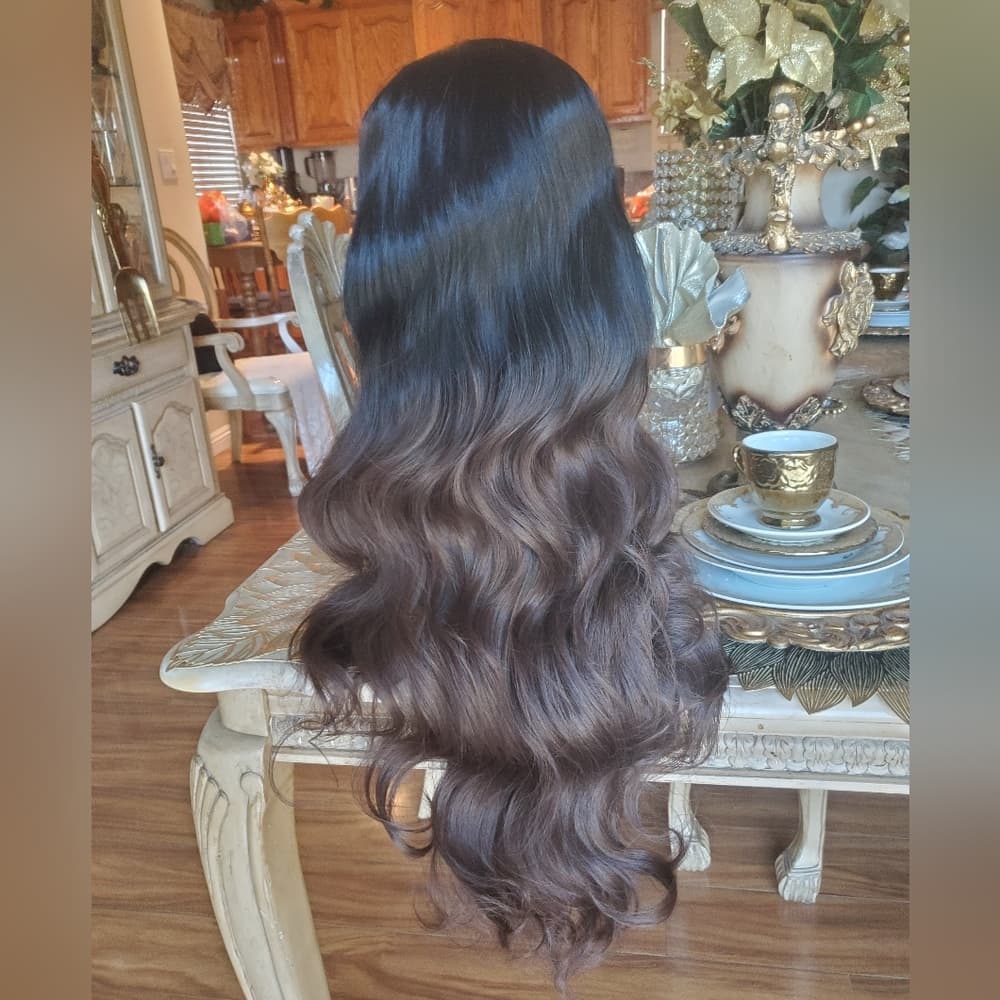 Black Brown #1b/30 Lace Front Wig - Thumbnail 13