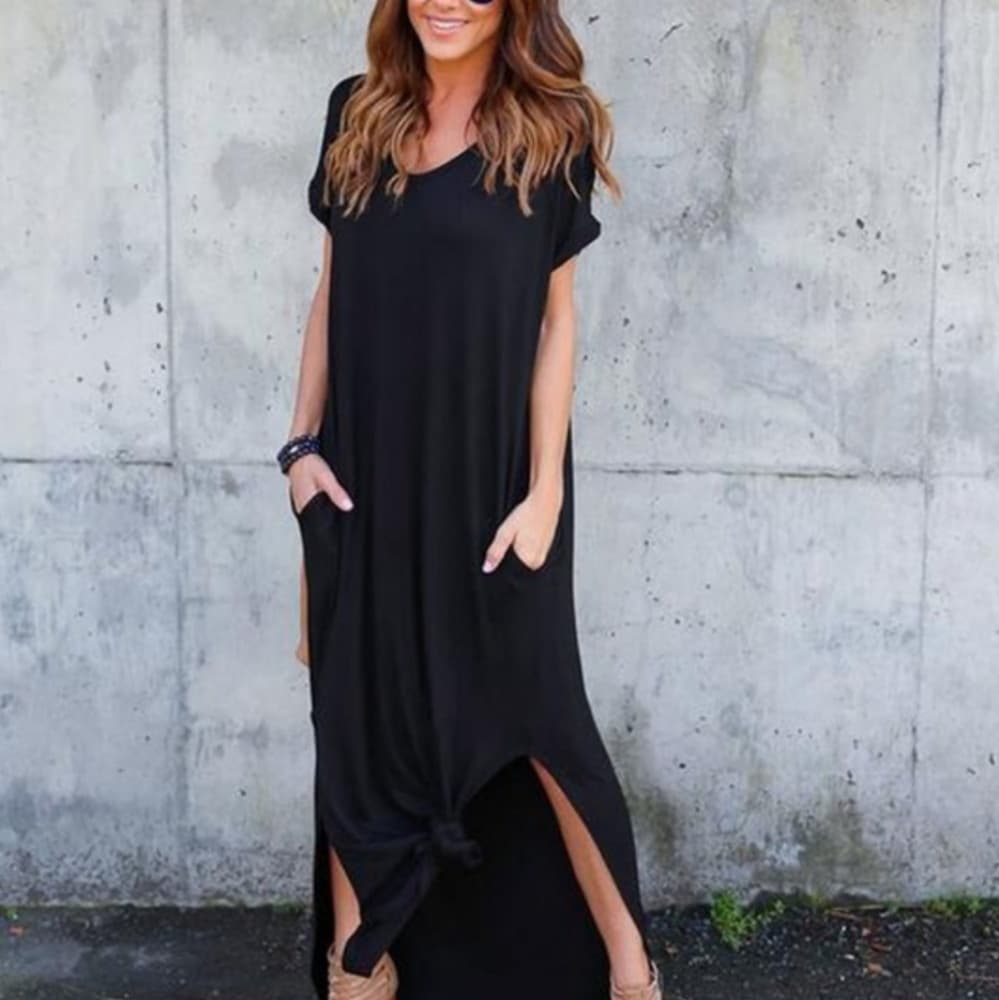 Beautiful Baggy V neck Dress - Thumbnail 3