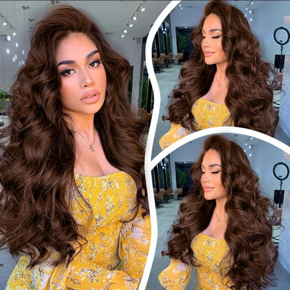 Brown Wavy Beauty Lace Front Wig - Thumbnail 4
