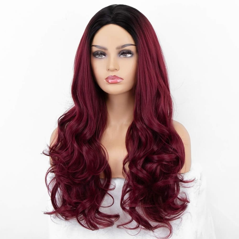 Black Burgundy Full Wig - Thumbnail 2