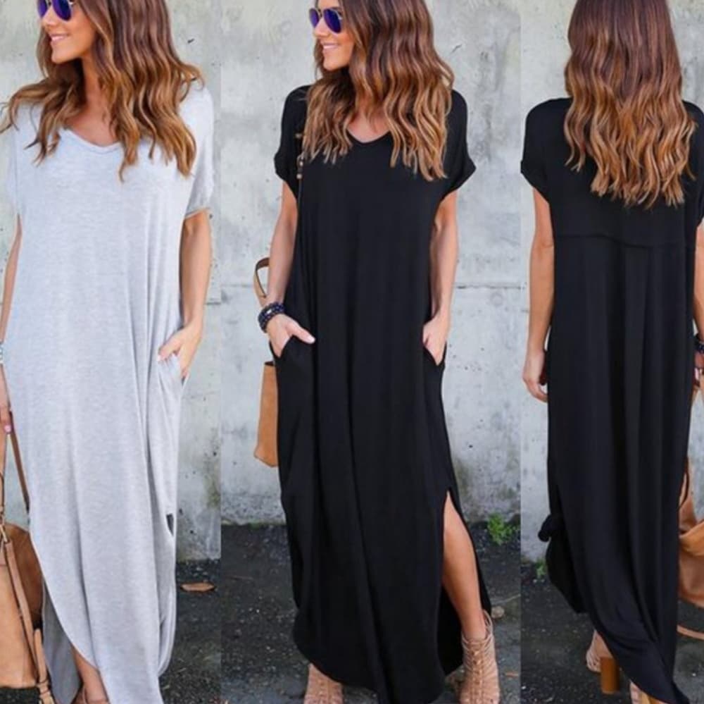 Beautiful Baggy V neck Dress - Thumbnail 8