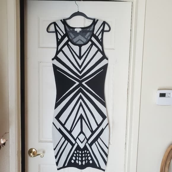 Black White Bisou Bisou Dress - Thumbnail 5