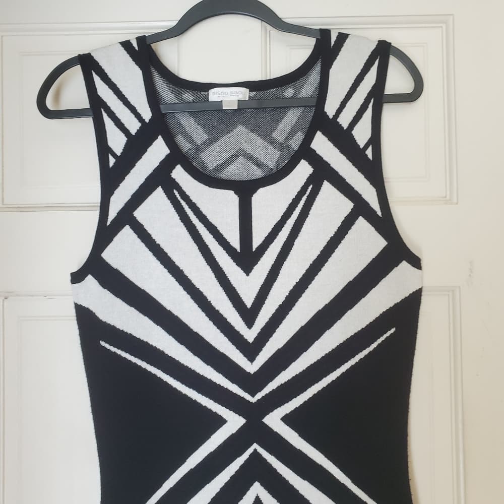 Black White Bisou Bisou Dress - Thumbnail 2