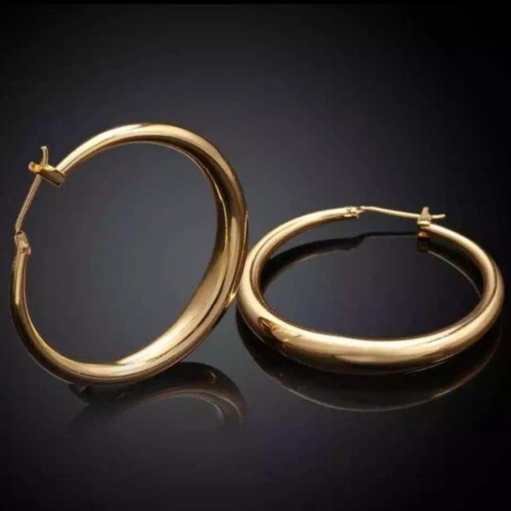 *NEW 18K Yellow Gold 1.5'' Round Hoop Earrings - Thumbnail 4