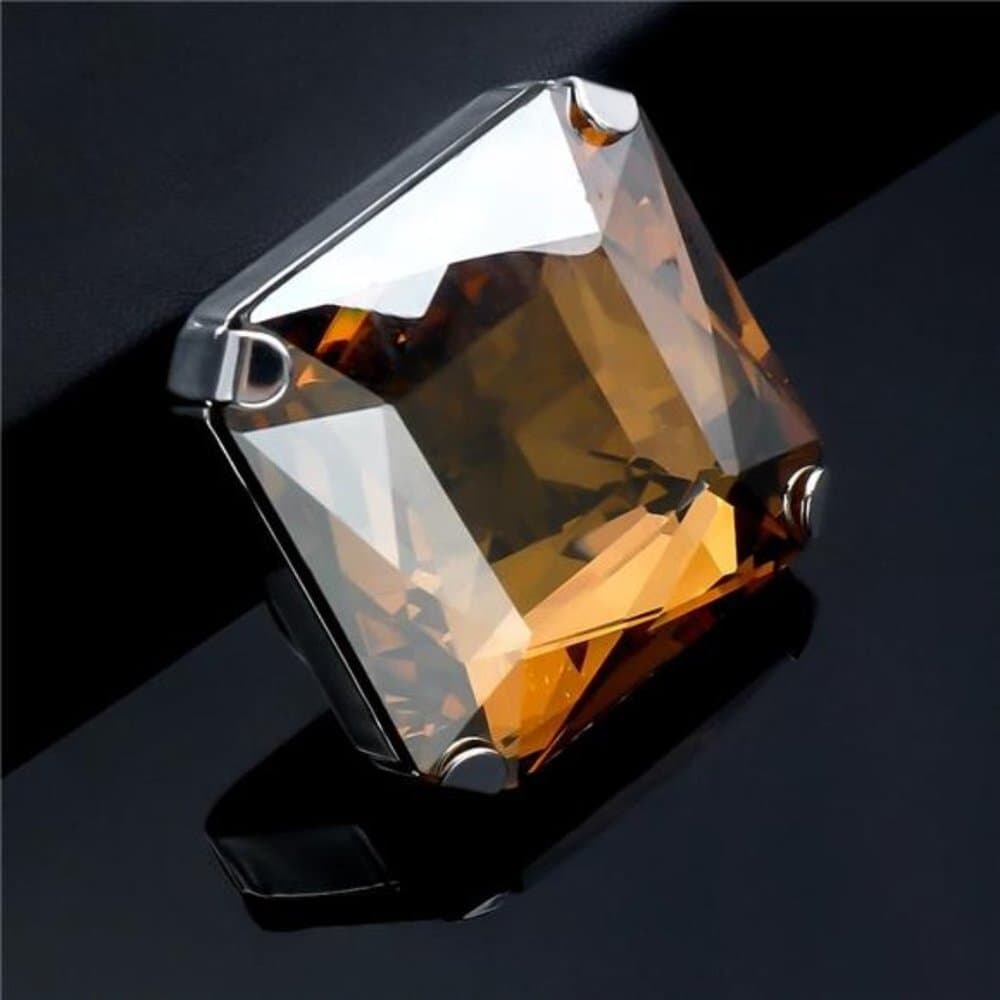 Vintage Square Rhinestone Large Ring Finger - Thumbnail 3
