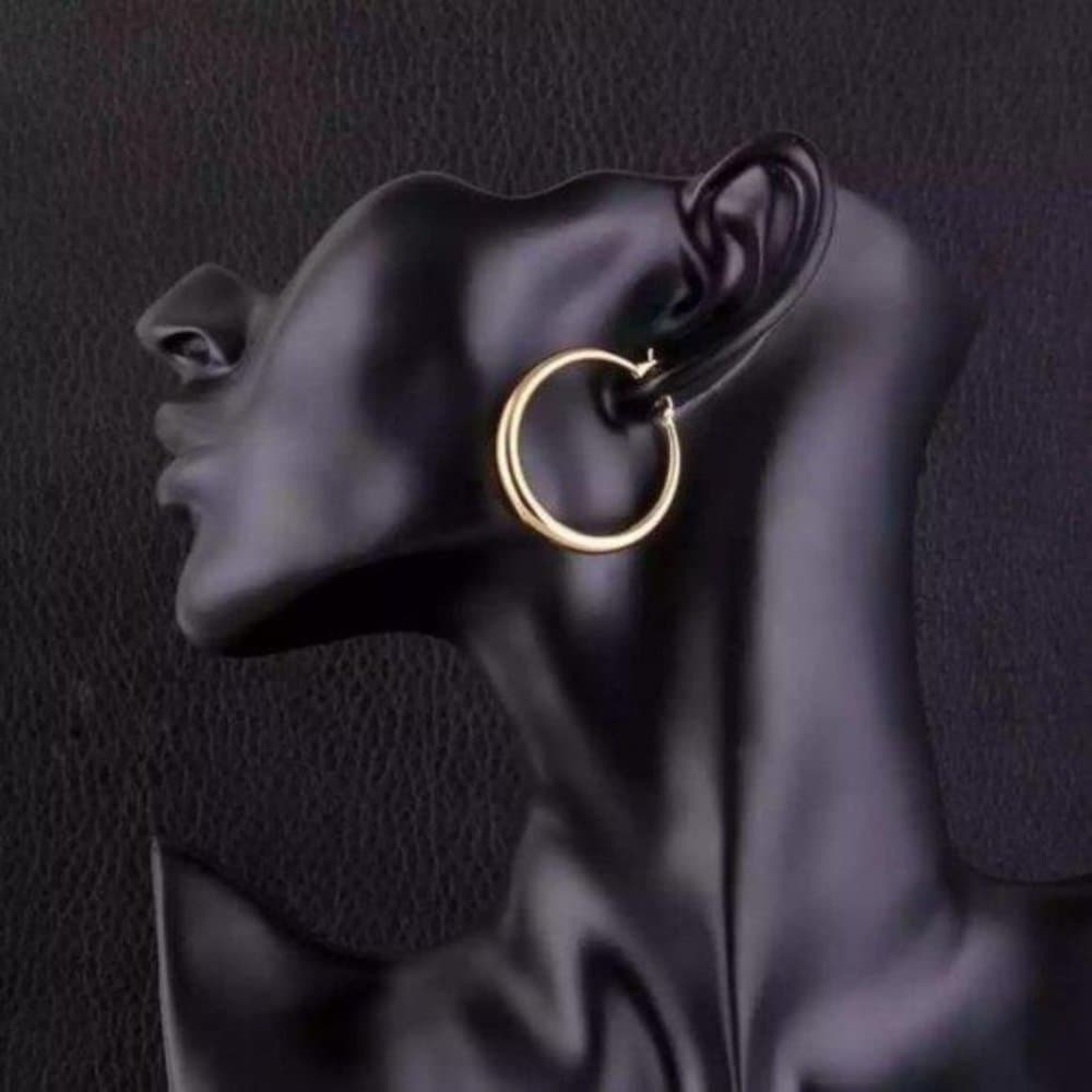 *NEW 18K Yellow Gold 1.5'' Round Hoop Earrings - Thumbnail 3