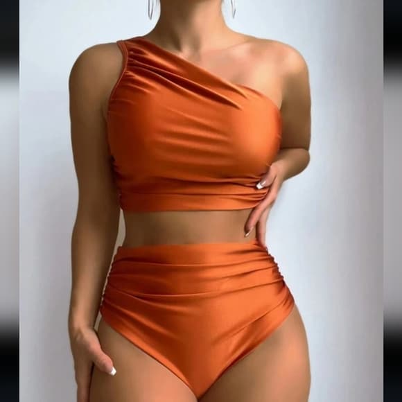 Chicsea Women's One Shoulder Ruffle Bikini Set - Thumbnail 3