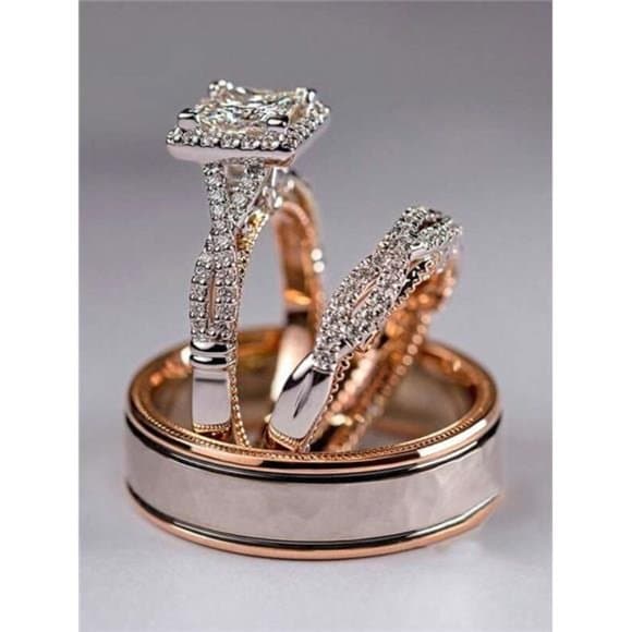 Cubic Zirconia Decor Ring 3pcs/set - Thumbnail 5