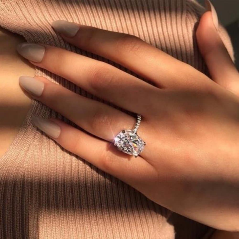 *NEW 5 CT Oval Cut Diamond Sterling Silver Ring - Thumbnail 2