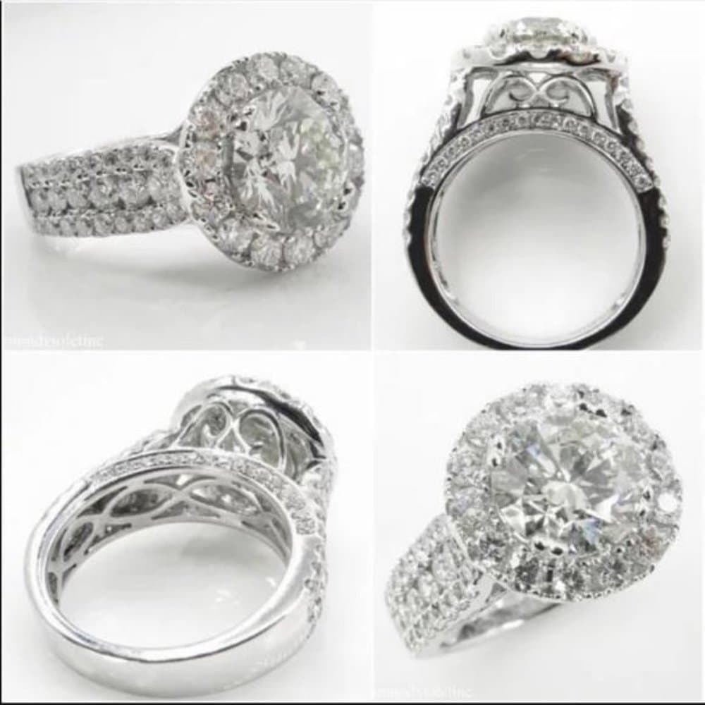 NEW 925 STERLING SILVER ROUND DIAMOND RING - Thumbnail 5