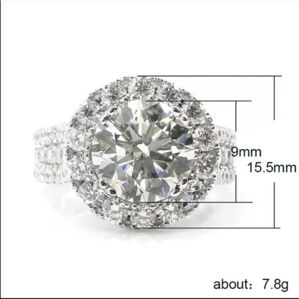 NEW 925 STERLING SILVER ROUND DIAMOND RING - Thumbnail 6