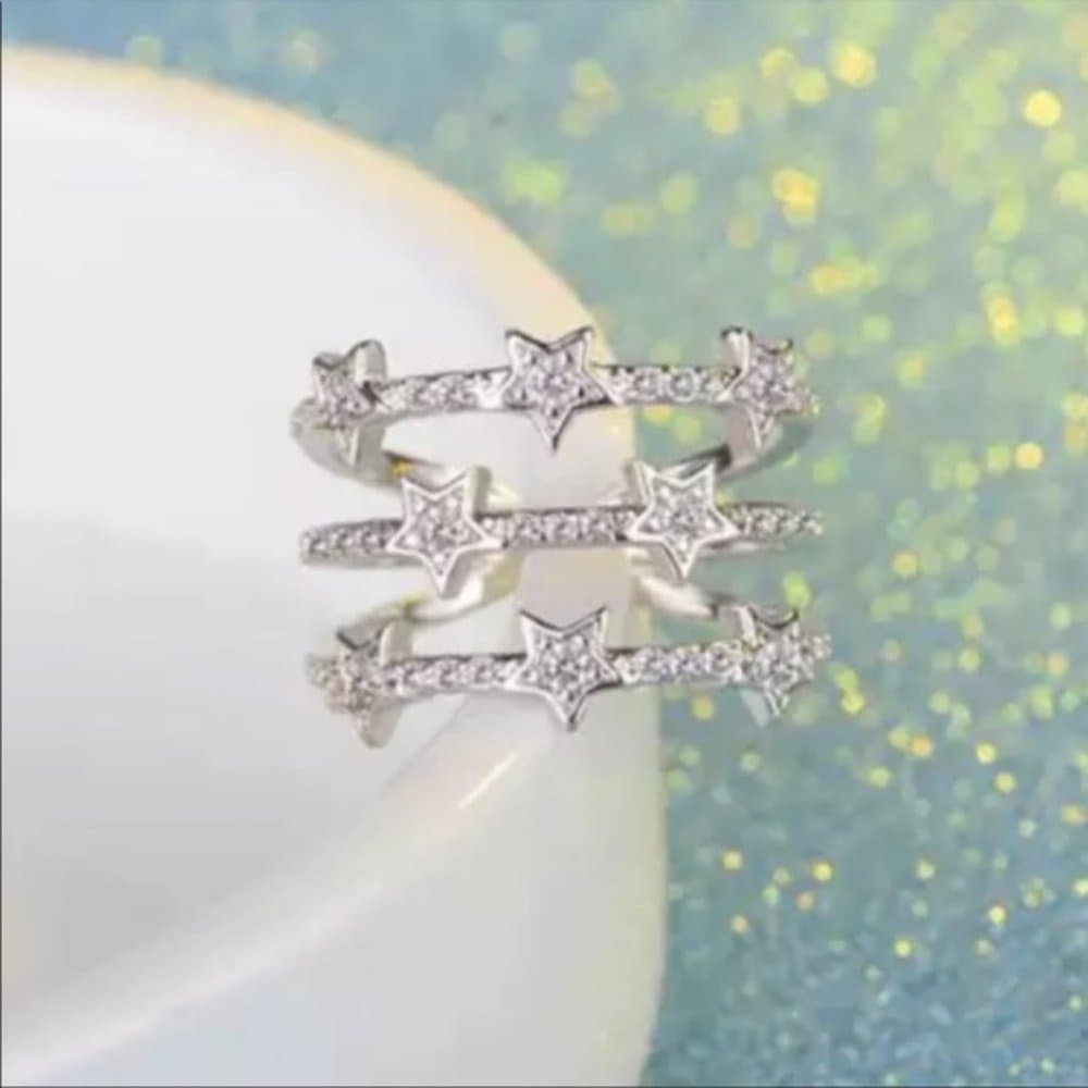 NEW 925 STERLING SILVER MULTI LAYER ADJUSTABLE RING