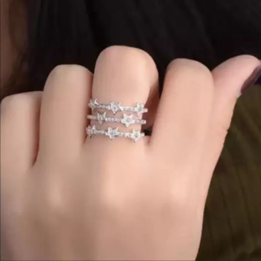 NEW 925 STERLING SILVER MULTI LAYER ADJUSTABLE RING - Thumbnail 4