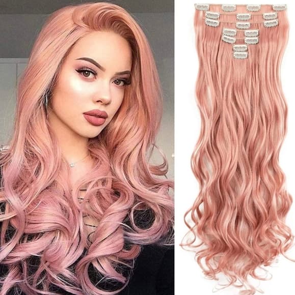 Pink Full Head clip in Extension - Thumbnail 4