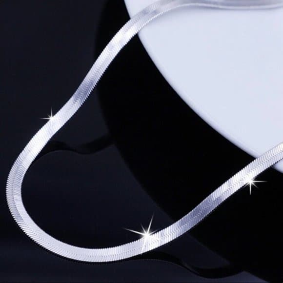 20”NEW 925 STERLING SILVER FLAT SNAKE NECKLACE - Thumbnail 8