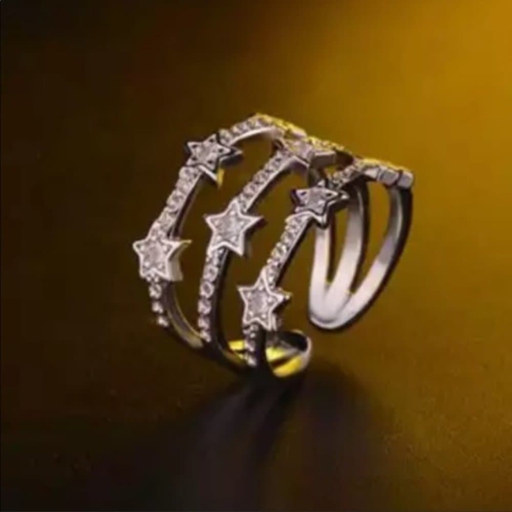 NEW 925 STERLING SILVER MULTI LAYER ADJUSTABLE RING - Thumbnail 2