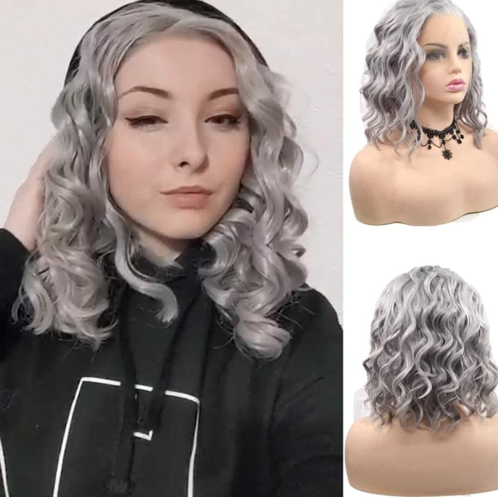 Silver Gray Beauty Lace Front Wig - Thumbnail 3