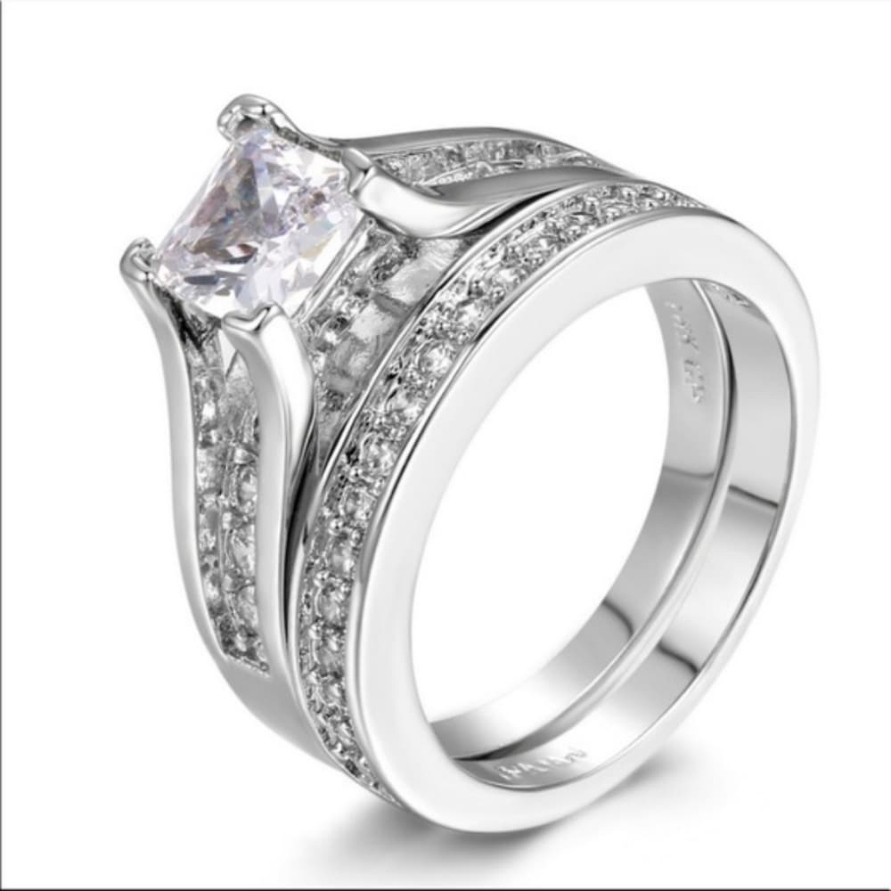 NEW 925 STERLING SILVER DIAMOND ENGAGEMENT SET RING
