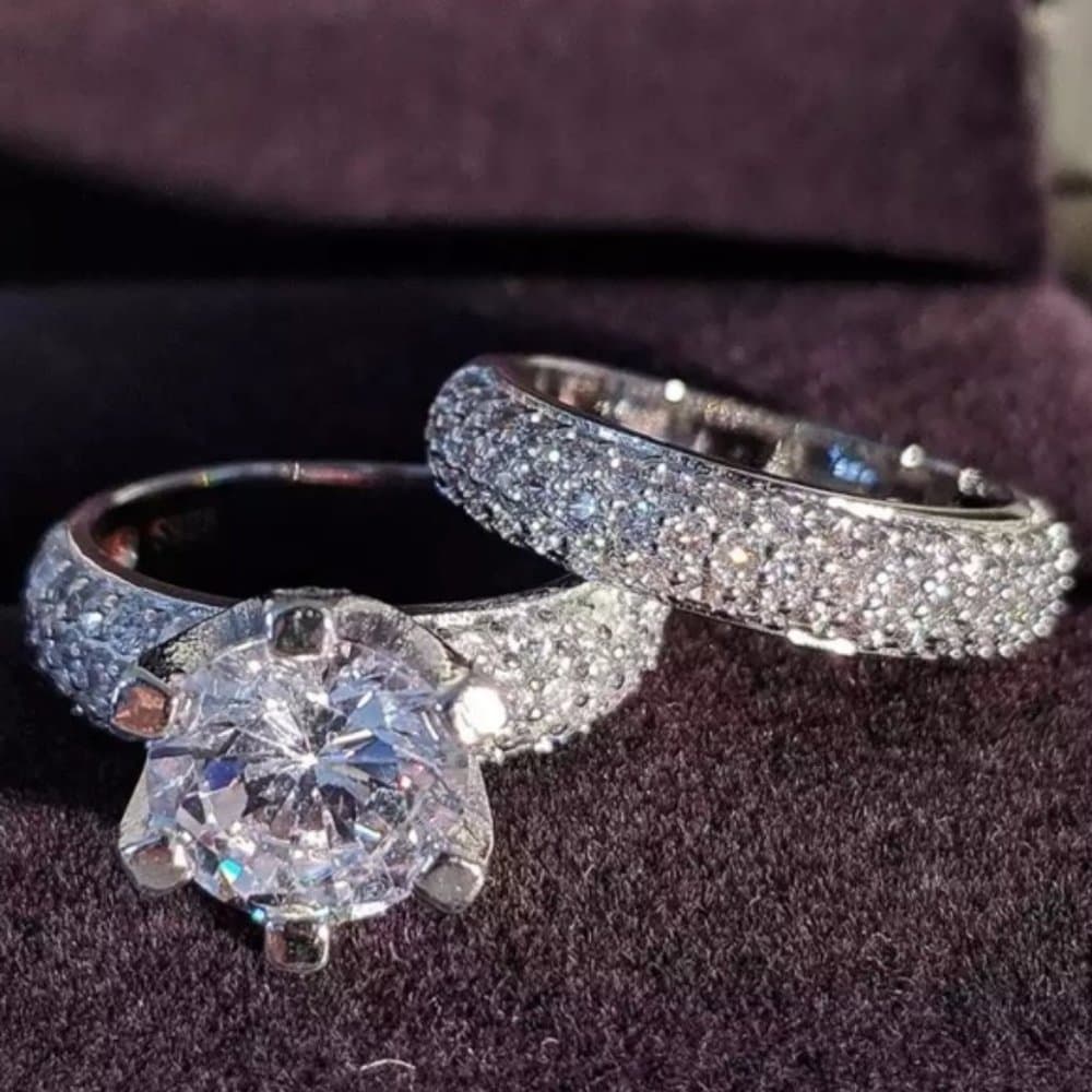 NEW 925 STERLING SILVER 2 CT DIAMOND ENGAGEMENT RING - Thumbnail 3
