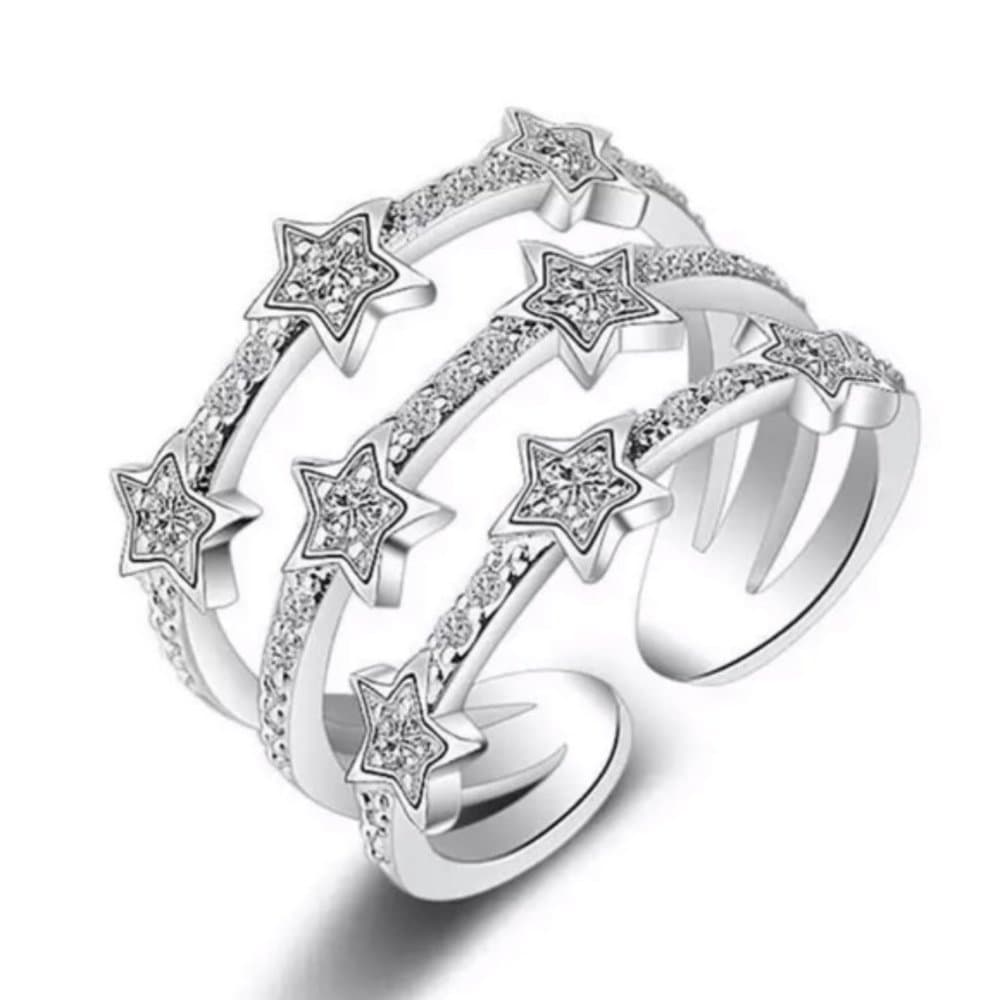 NEW 925 STERLING SILVER MULTI LAYER ADJUSTABLE RING - Thumbnail 7